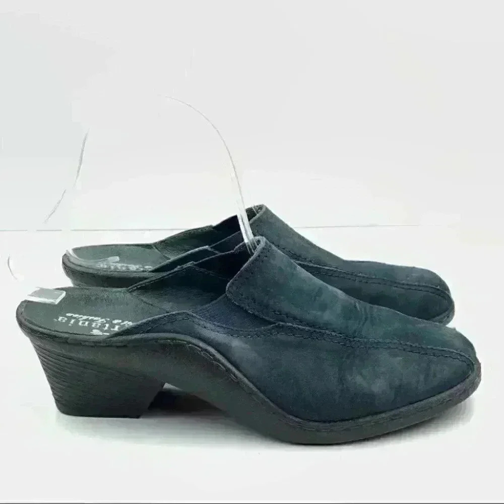 Portania clogs size 39 navy blue nubuck suede